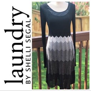 Laundry By Shelly Segal Metallic Chevron Dress